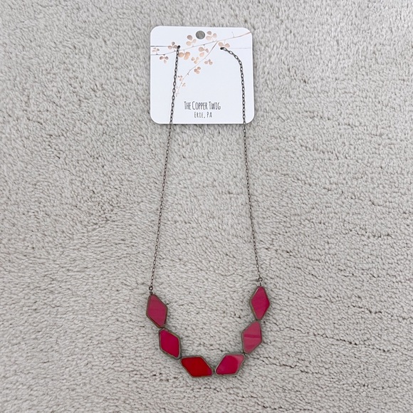 Natural Brass Chain with Red Glass Beads Necklace - Picture 1 of 4